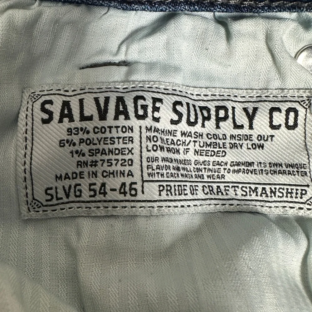 Salvage Supply Co Jeans Mens 32S Blue Havoc Straight Slim Fit Distressed Denim